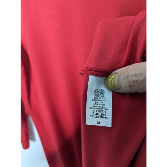 Comfy USA Jersey Shift Swing Dress Red Zipper Hem Accent Size Medium - Picture 6 of 8